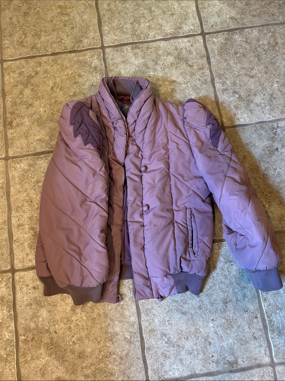 Vintage Lilac Quilted Puffer Jacket